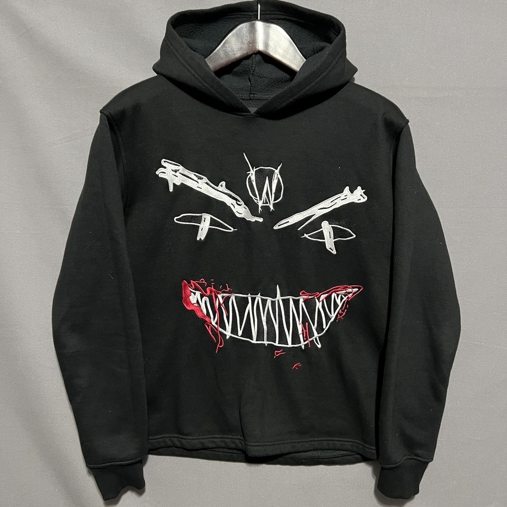 Evil‎ Hearts Club Hoodie Mens Large Black Horror Graphic Embroidered Pullover
